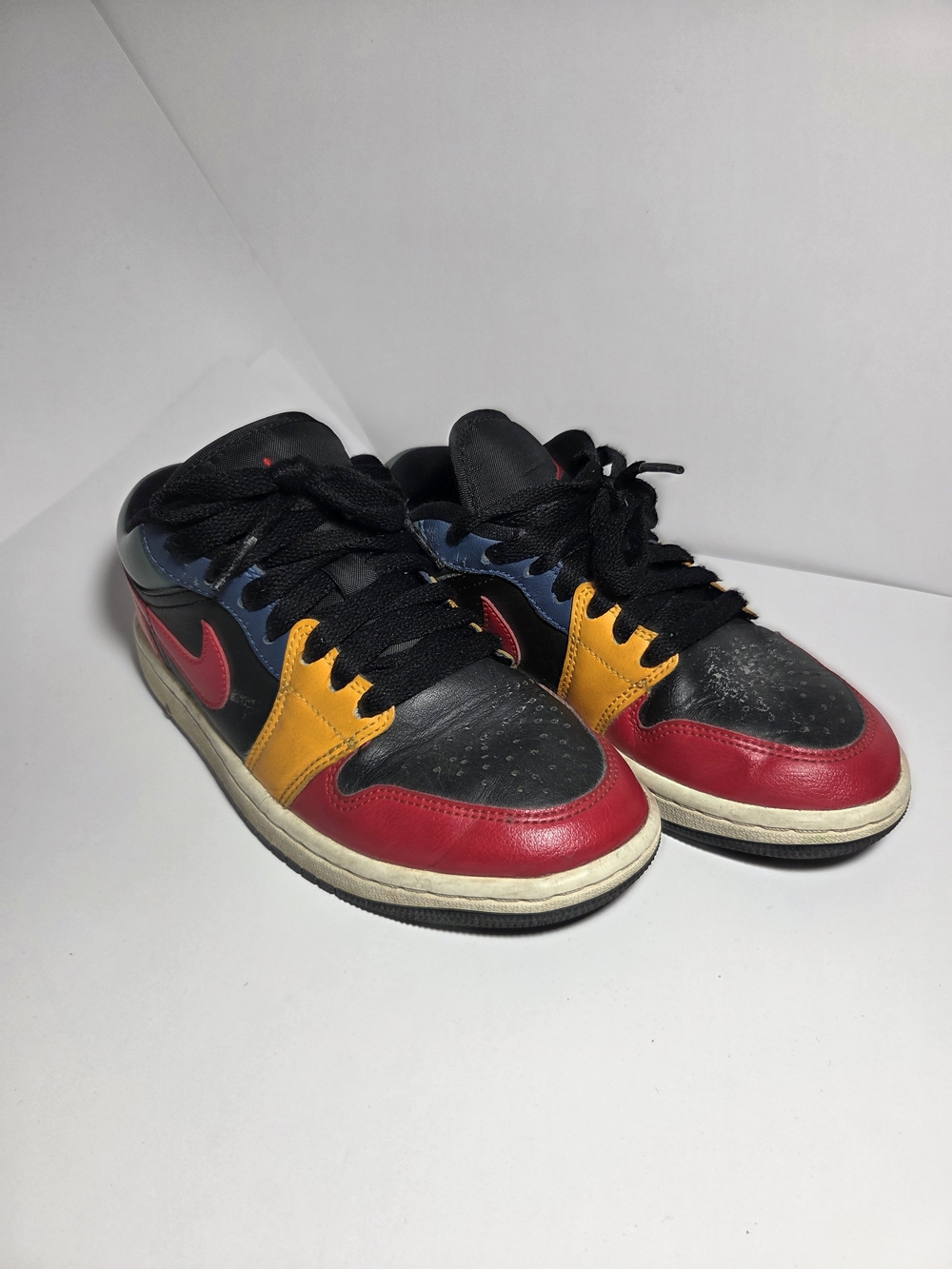 Air Jordan 1 Low SE Black Multi-Color Shoes Junior 5Y Women's 6.5 Flaws